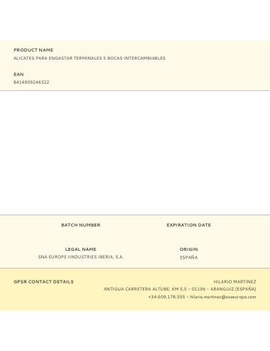 Alicates para engastar terminales 5 bocas intercambiables
