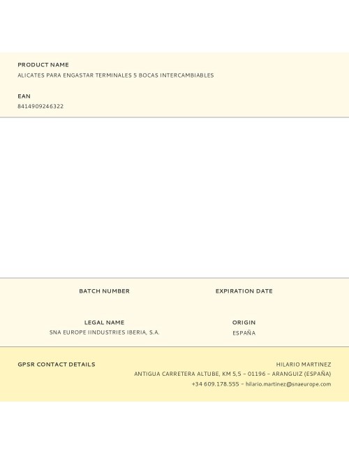 Alicates para engastar terminales 5 bocas intercambiables