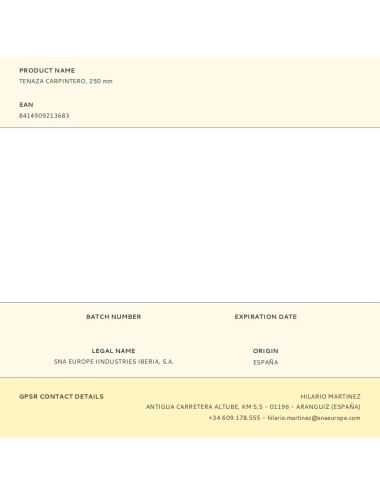 Tenaza carpintero, 250 mm