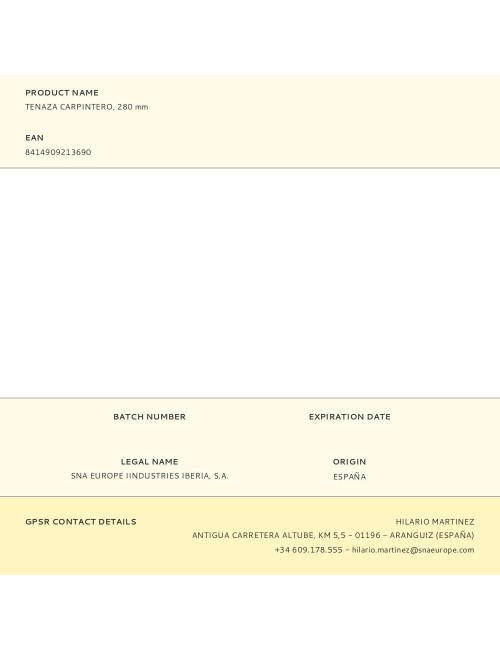 Tenaza carpintero, 280 mm