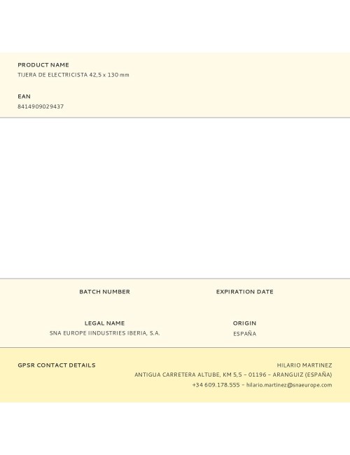 Tijera de electricista 42,5 x 130 mm