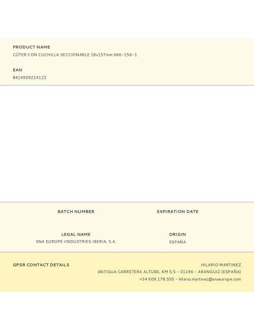 Cúter con cuchilla seccionable 18 x 157 mm