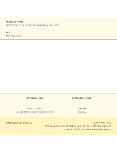 Cúter con cuchilla seccionable 9 x 85 mm