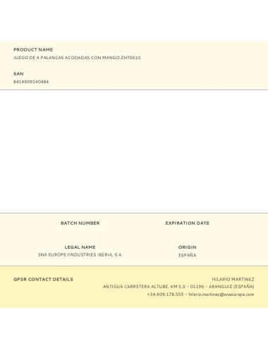 Palancas acodadas con mango, juego de 4 piezas