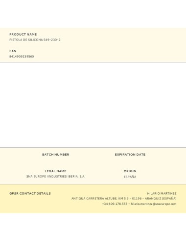 Pistola de silicona 549-230-2