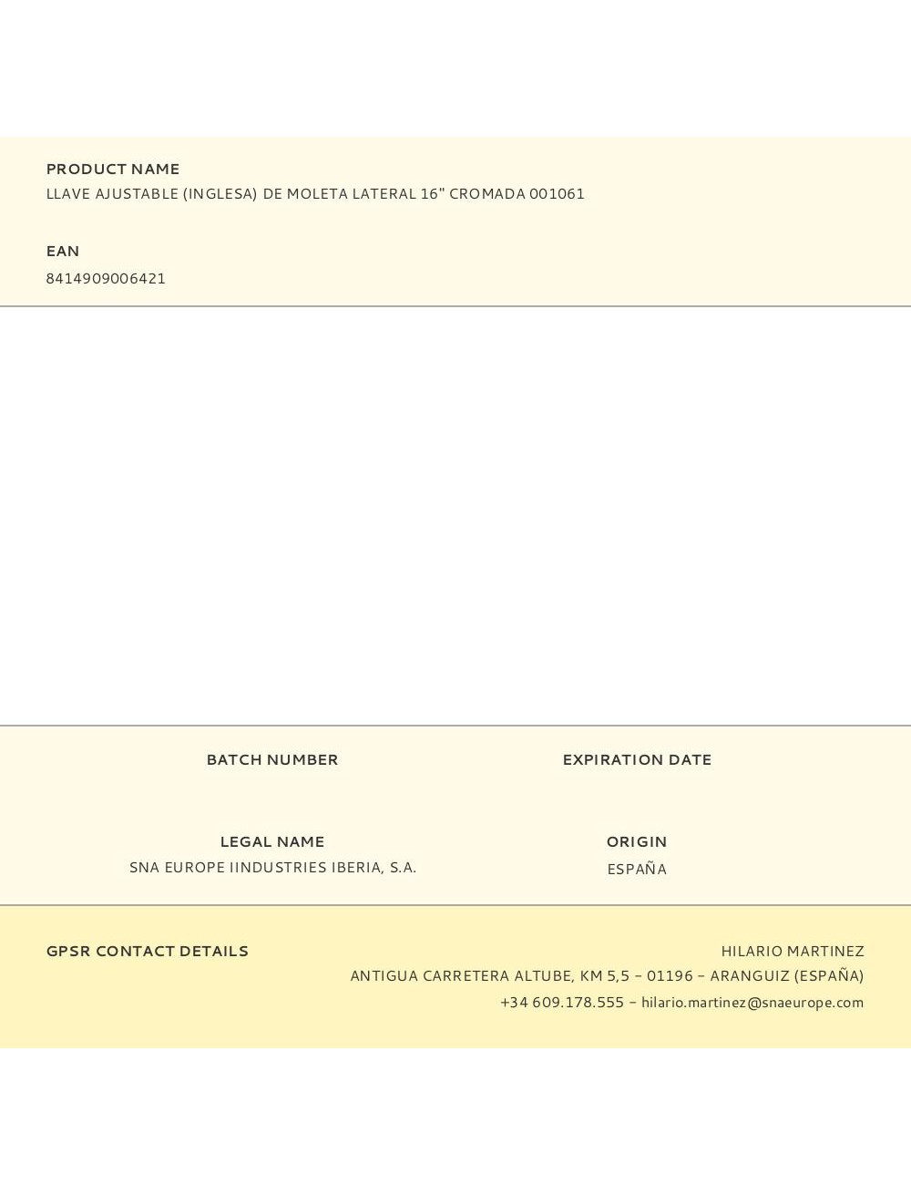 Llave ajustable (inglesa) de moleta lateral 16" cromada 001061