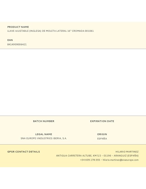 Llave ajustable (inglesa) de moleta lateral 16" cromada 001061