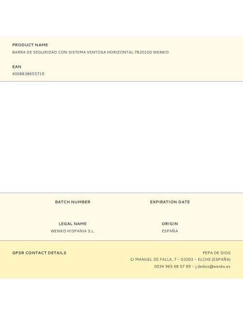 Barra de seguridad con sistema ventosa horizontal 7820100 wenko