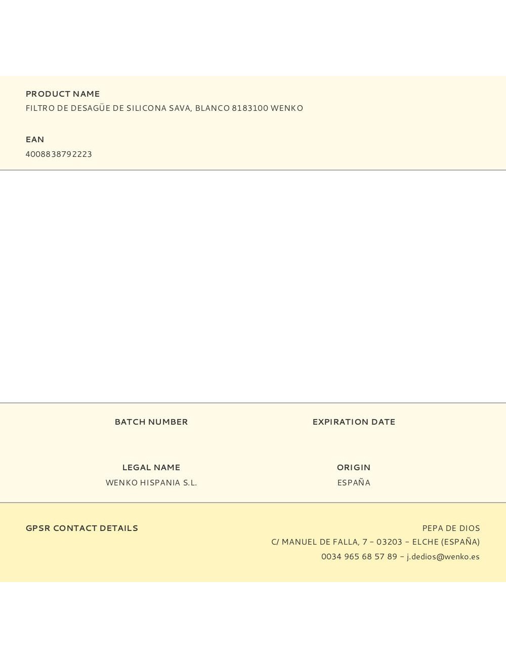 Filtro de desagüe de silicona sava, blanco 8183100 wenko