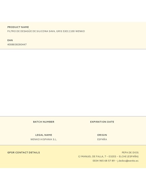 Filtro de desagüe de silicona sava, gris 53011100 wenko