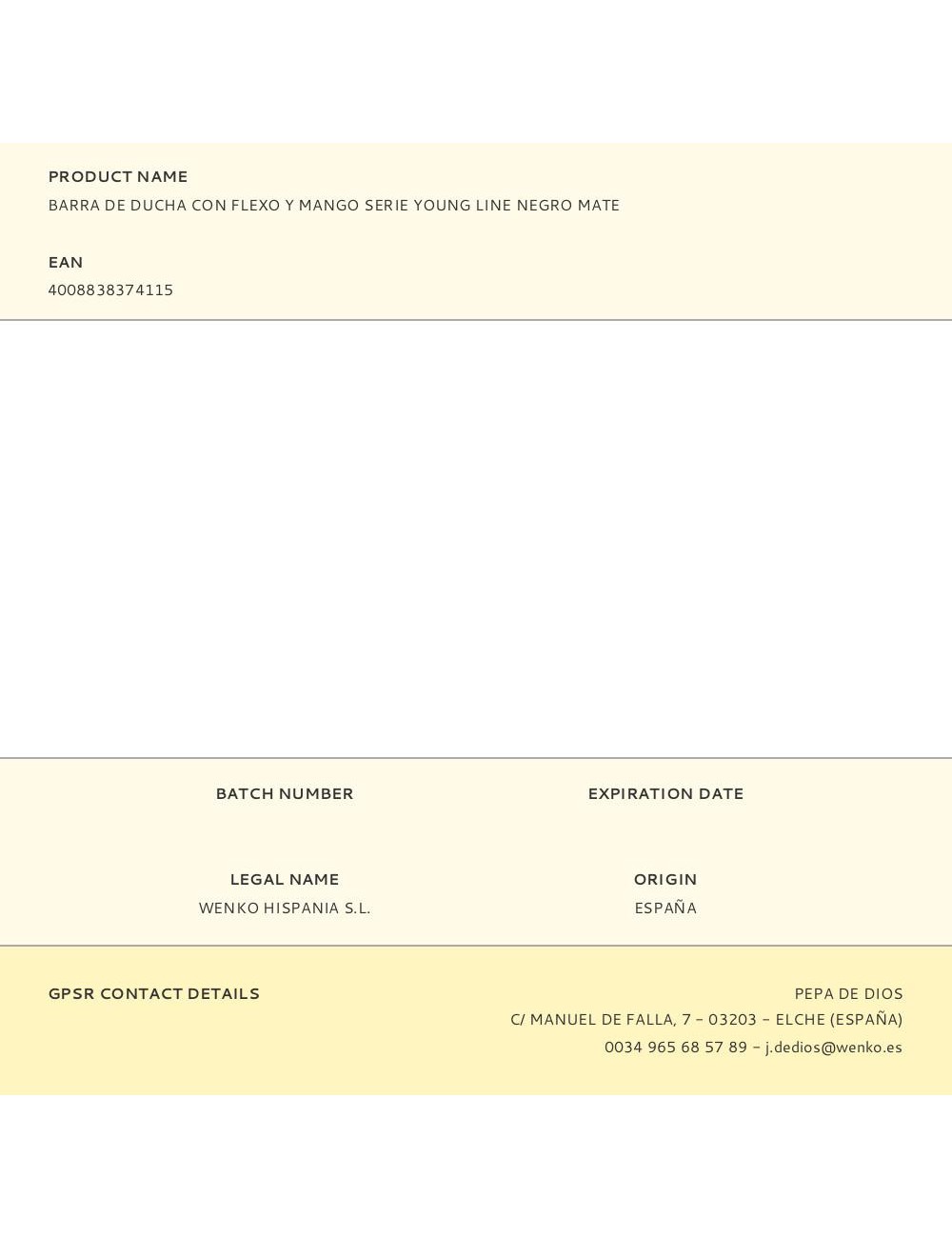 Barra de ducha con flexo y mango serie young line negro mate