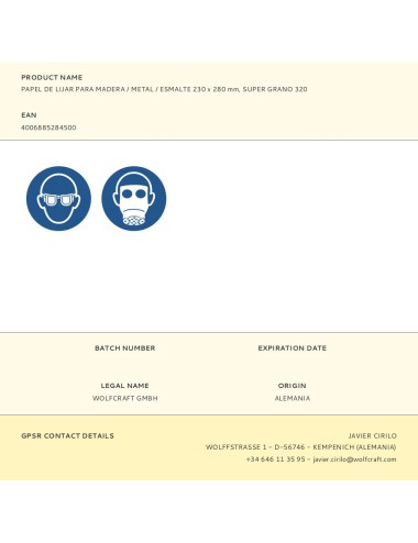 Papel de lijar para madera / metal / esmalte 230 x 280 mm, super grano 320