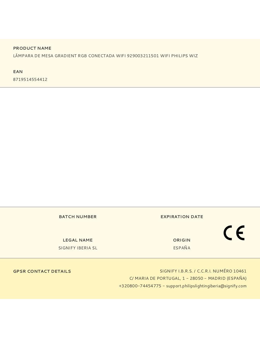 Lámpara de mesa gradient rgb conectada wifi 929003211501 wifi philips wiz