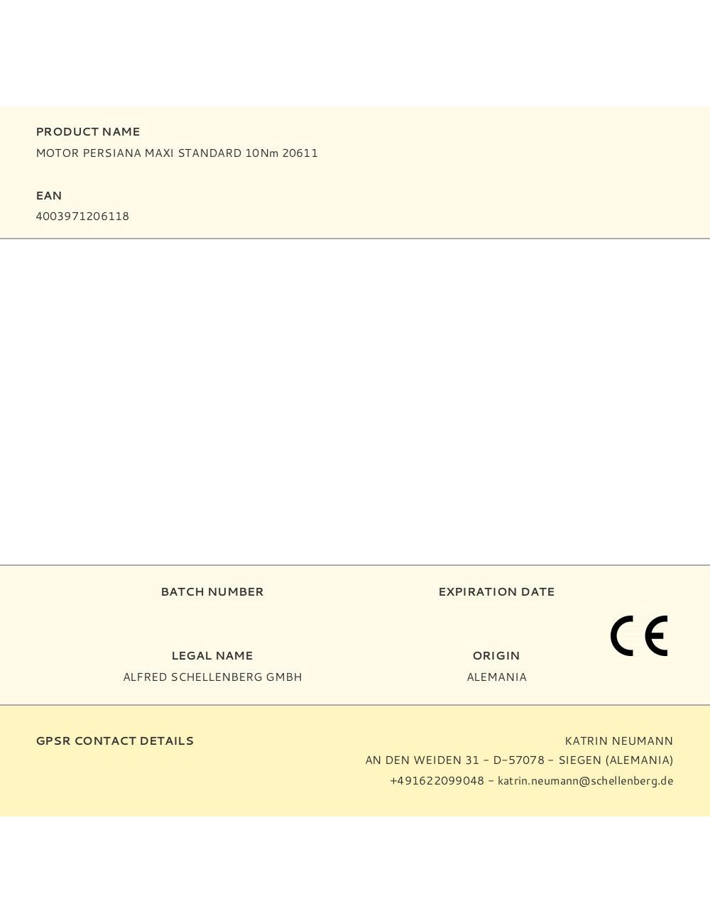 Motor persiana maxi standard 10nm 20611