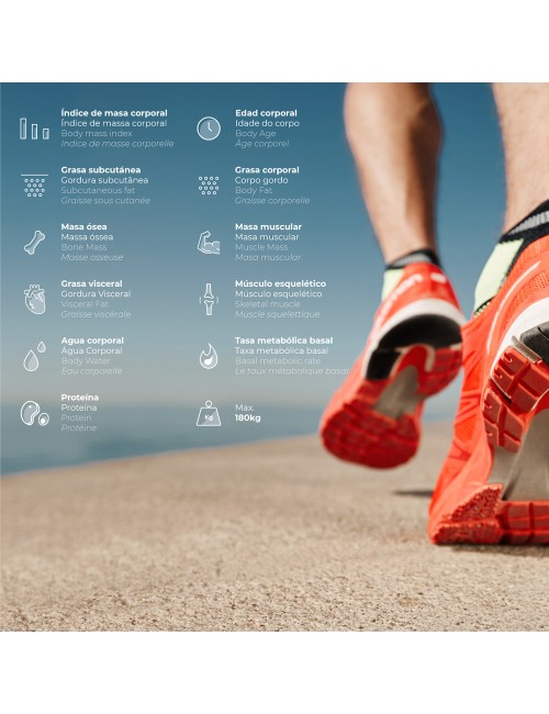 Báscula de baño digital inteligente con bluetooth color negro, máximo 180 kg