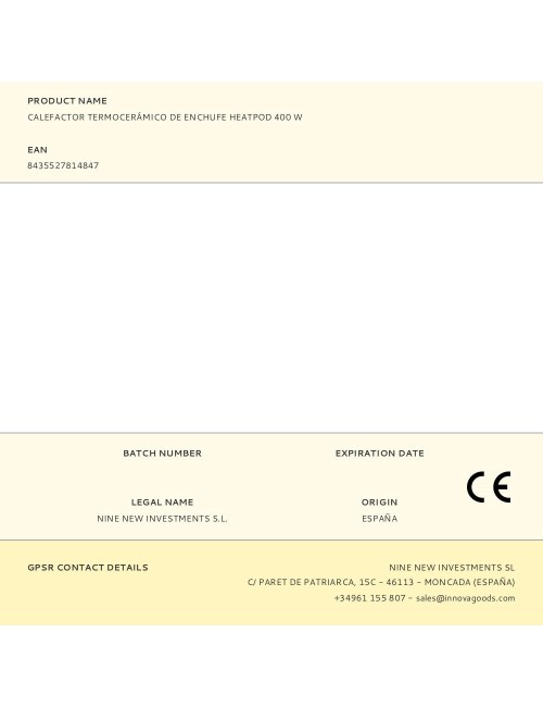 Calefactor termocerámico de enchufe heatpod 400 w