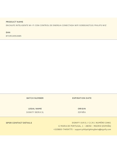 Enchufe inteligente wi-fi con control de energia conectada wifi 929002427101 philips wiz