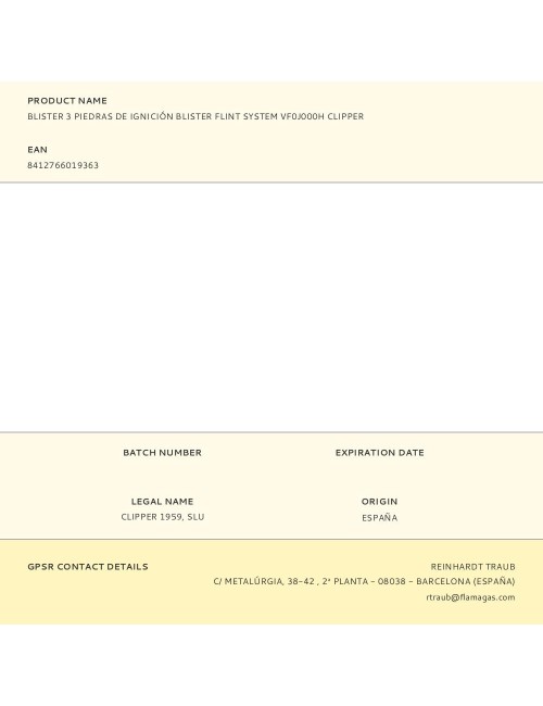 Blister 3 piedras de ignición blister flint system vf0j000h clipper