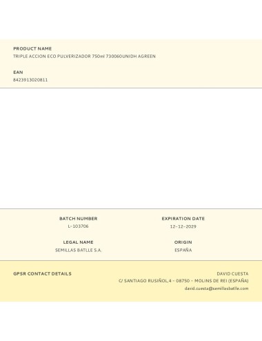 Triple accion eco pulverizador 750ml 730060unidh agreen