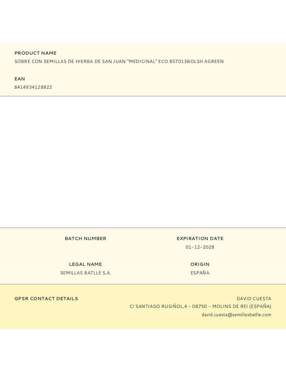 Sobre con semillas de hierba de san juan "medicinal" eco 857013bolsh agreen