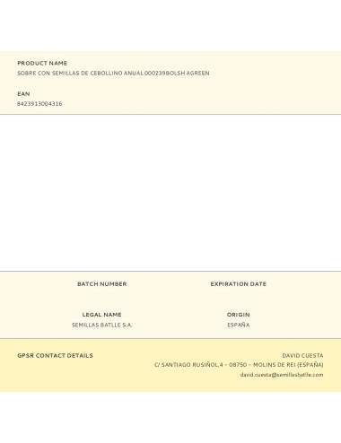 Sobre con semillas de cebollino anual 000239bolsh agreen