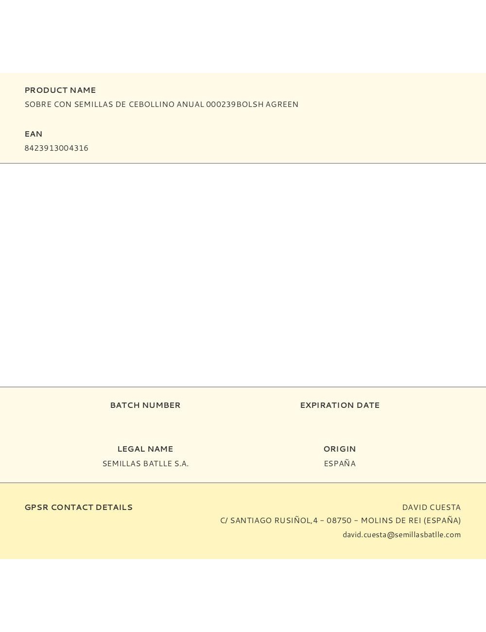 Sobre con semillas de cebollino anual 000239bolsh agreen