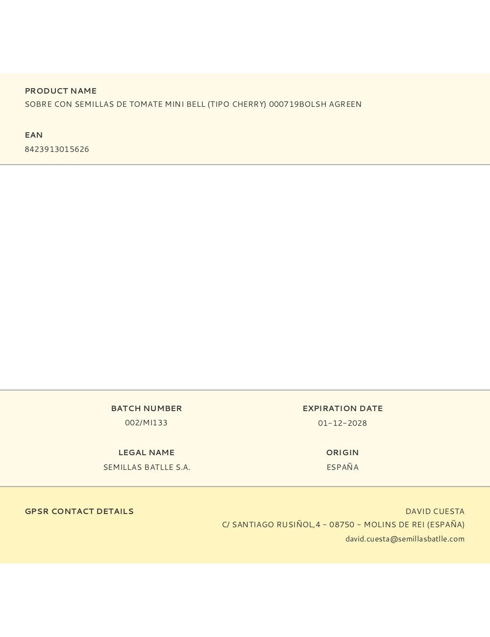 Sobre con semillas de tomate mini bell (tipo cherry) 000719bolsh agreen