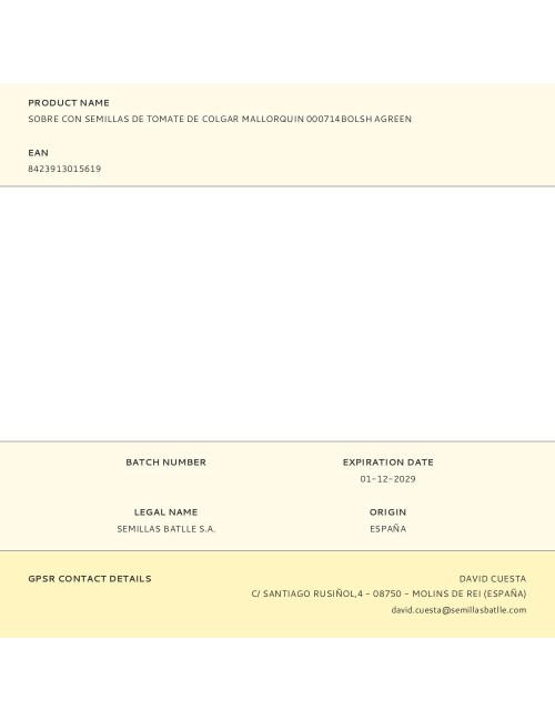 Sobre con semillas de tomate de colgar mallorquin 000714bolsh agreen