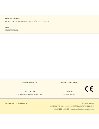 Antorcha solar led multiposición efecto fuego