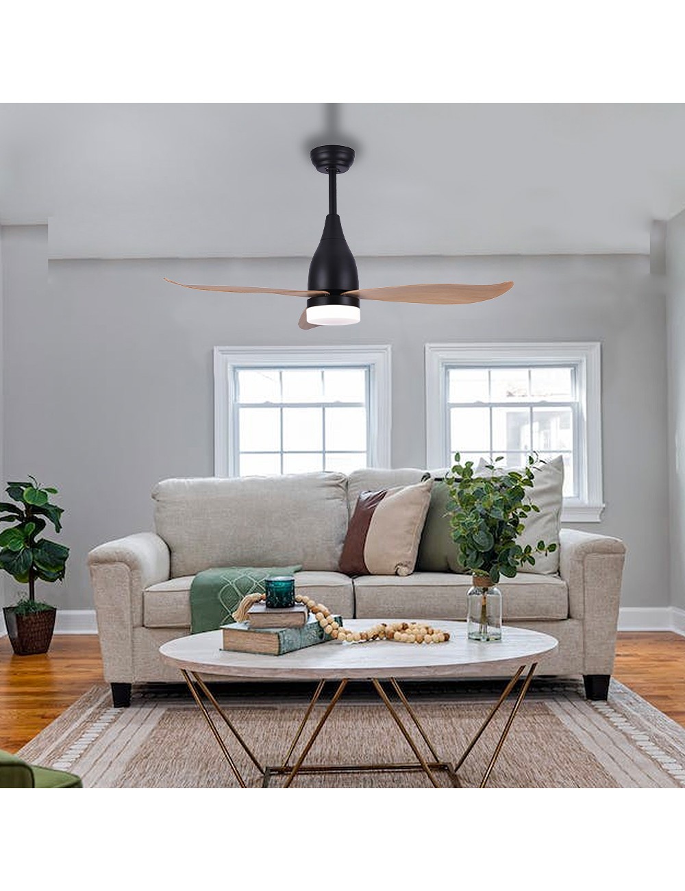 Ventilador de techo modelo kattegat112cm dc 15w + luz 18w 2.190lm 3.000k- 4000k-5.000k, 3cct