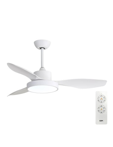 Ventilador de techo modelo ártico. color blanco 120 cm 38w + luz 22w 2.160lm 3.000k - 4.000k - 5.000k