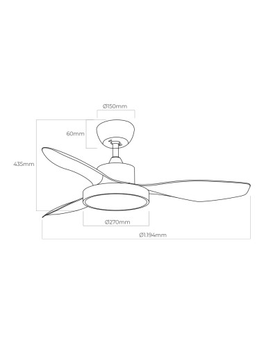 Ventilador de techo modelo ártico. color blanco 120 cm 38w + luz 22w 2.160lm 3.000k - 4.000k - 5.000k