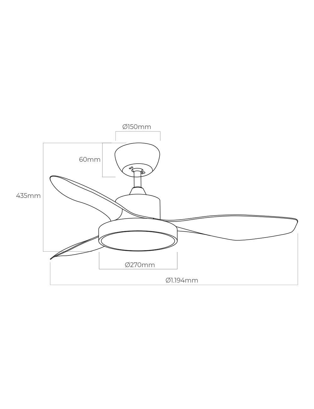 Ventilador de techo modelo ártico. color blanco 120 cm 38w + luz 22w 2.160lm 3.000k - 4.000k - 5.000k