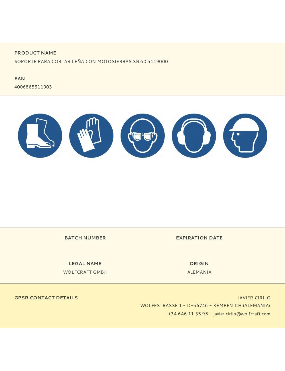 Soporte para cortar leña con motosierras sb 60 5119000