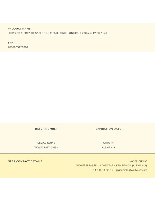 Hojas de sierra de sable bim, metal, fino, longitud 230 mm, pack 2 uds