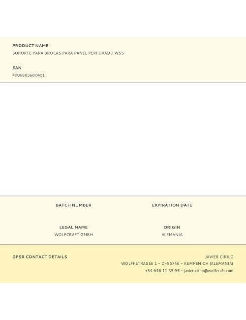 Soporte para brocas para panel perforado wss