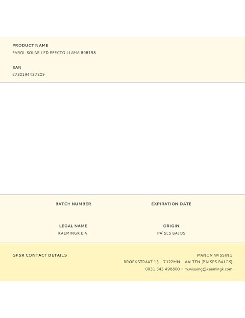 Farol solar led efecto llama 898198