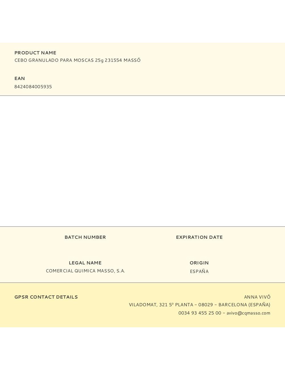 Cebo granulado para moscas 25g 231554 massó