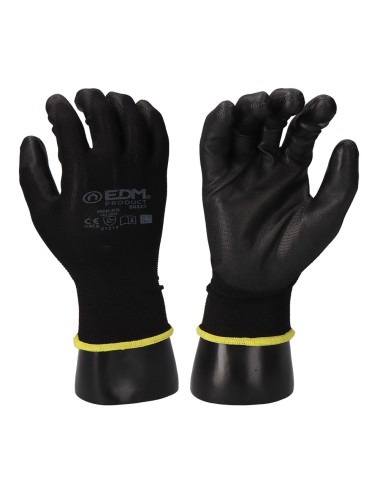Guante poliéster con palma poliuretano, keep safe®, negro, t-06