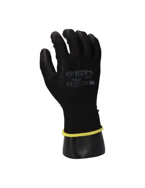 Guante poliéster con palma poliuretano, keep safe®, negro, t-08