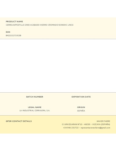 Cerrojo/pestillo 2940 acabado hierro cromado 92940hc lince