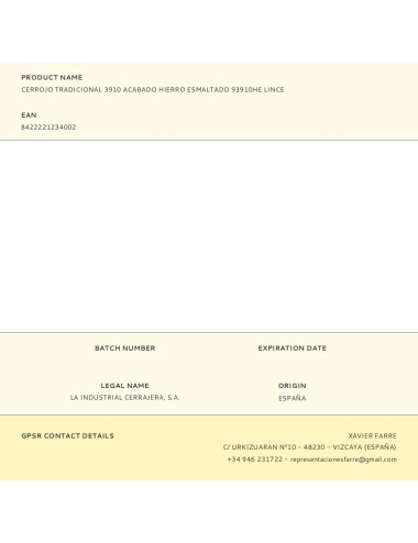 Cerrojo tradicional 3910 acabado hierro esmaltado 93910he lince