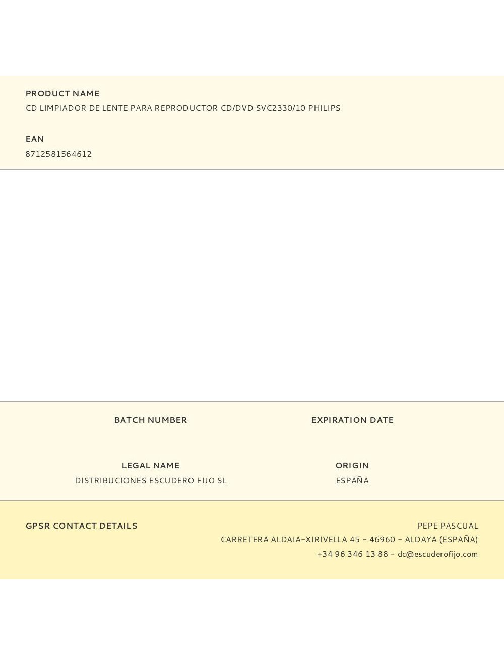 Cd limpiador de lente para reproductor cd/dvd svc2330/10