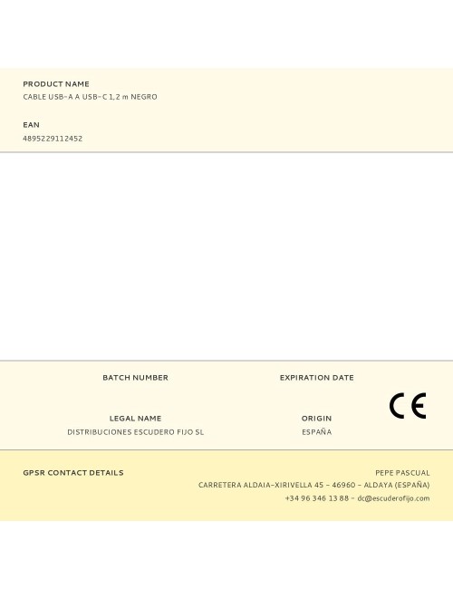 Cable usb-a a usb-c 1,2 m negro