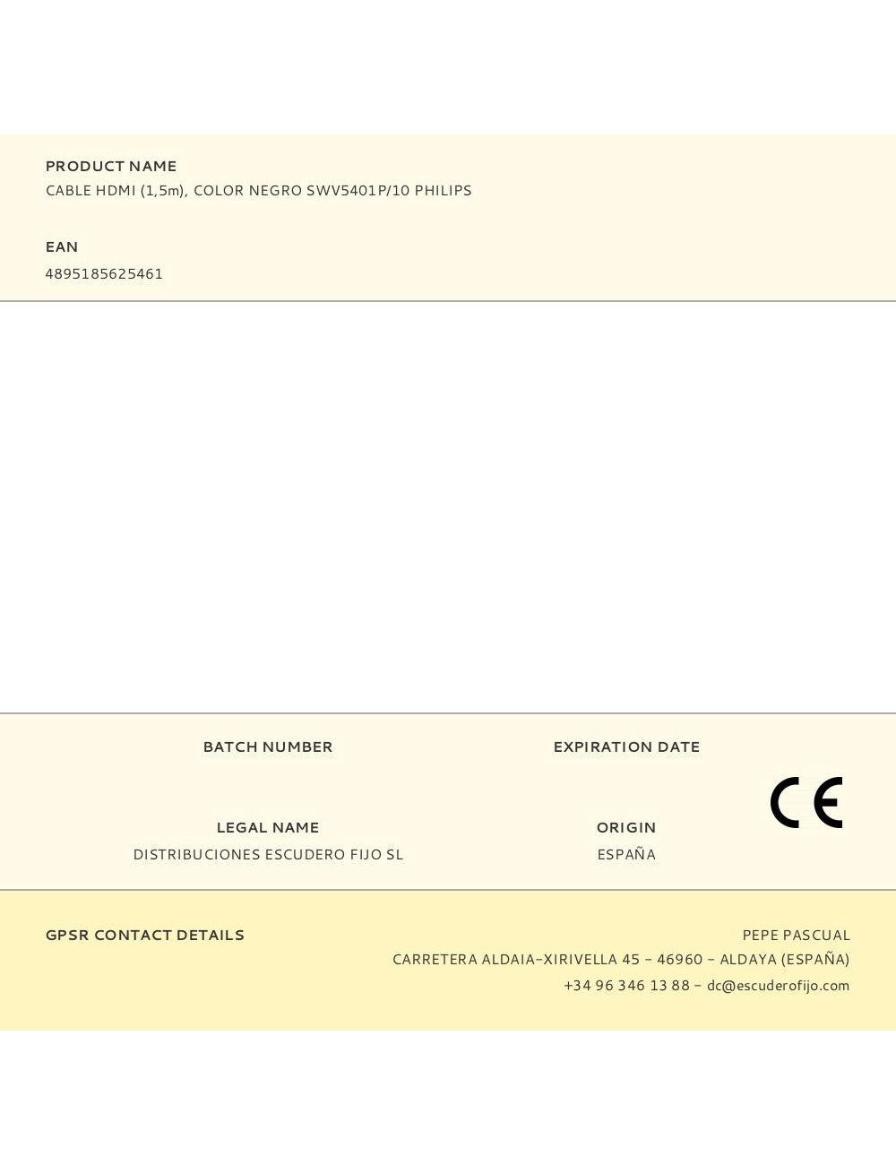 Cable hdmi (1,5m), color negro swv5401p/10 philips