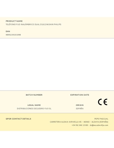 Teléfono fijo inalámbrico dual d1612w/34in philips