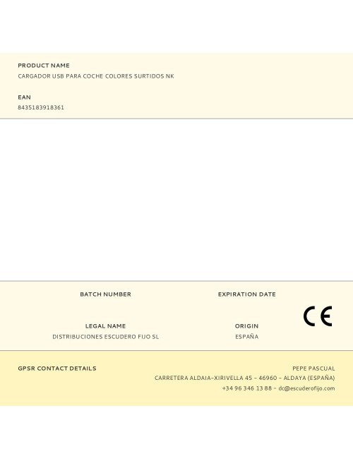 Cargador usb para coche colores surtidos nk