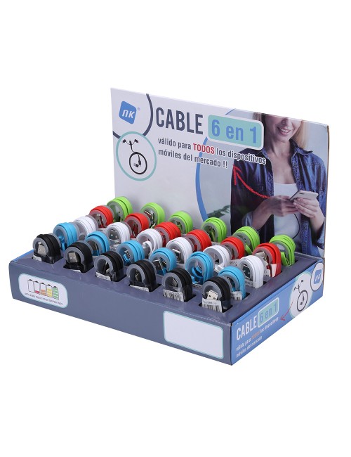 Cable 6 en 1, 1 m colores surtidos