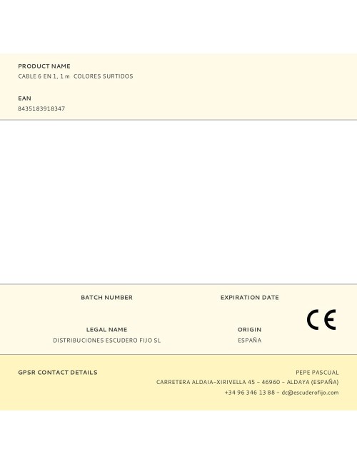 Cable 6 en 1, 1 m colores surtidos