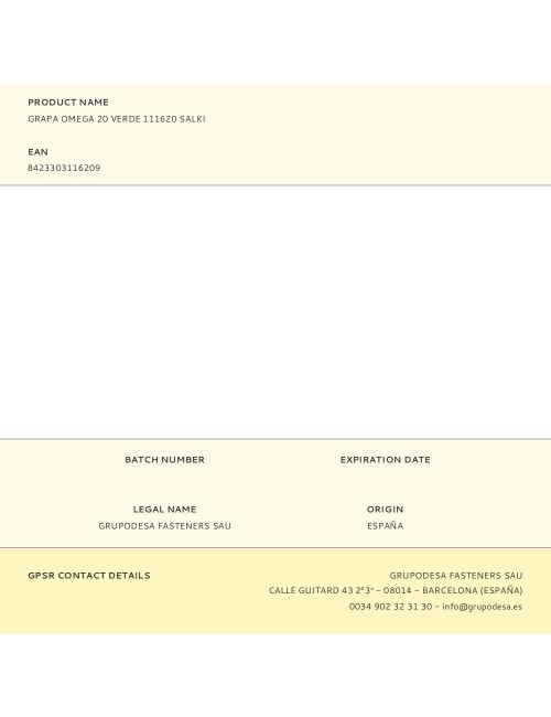 Grapa omega 20 verde 111620 salki